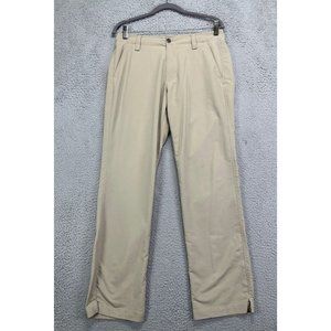 Under Armour Pants Mens 32/30 Beige Loose Logo Golf Golfer Activewear Flat Front